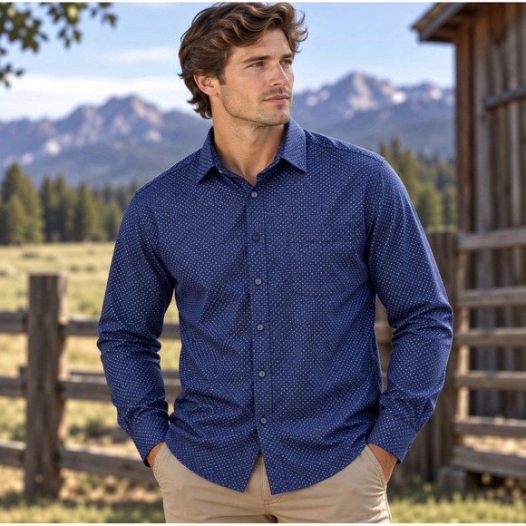 UNTUCKit Other - UNTUCKit Rigby Mens XL Wrinkle Free Cotton Long Sleeve Button Down Shirt Navy